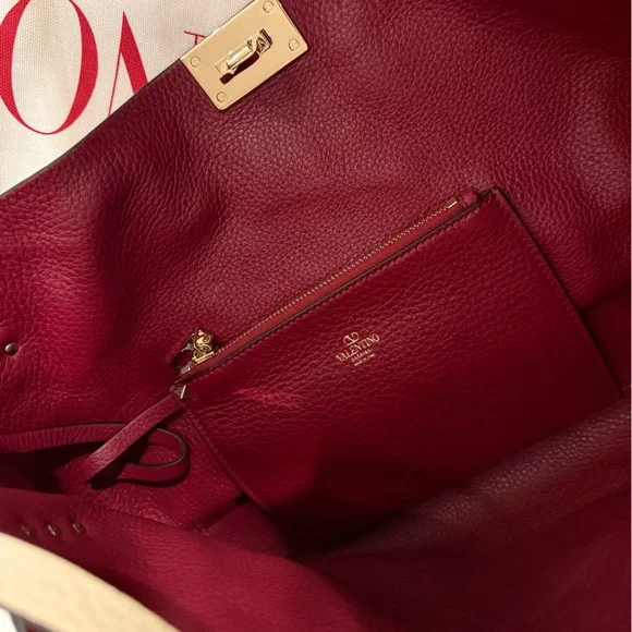 Valentino Garavani Rockstud Tote Bag Cream Leather Medium - Picture 5 of 5